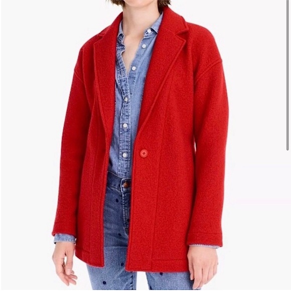 J Crew jacket coat boiled wool GORGEOUS $228 size XS xxs but runs huge worn 1 x - Picture 1 of 10